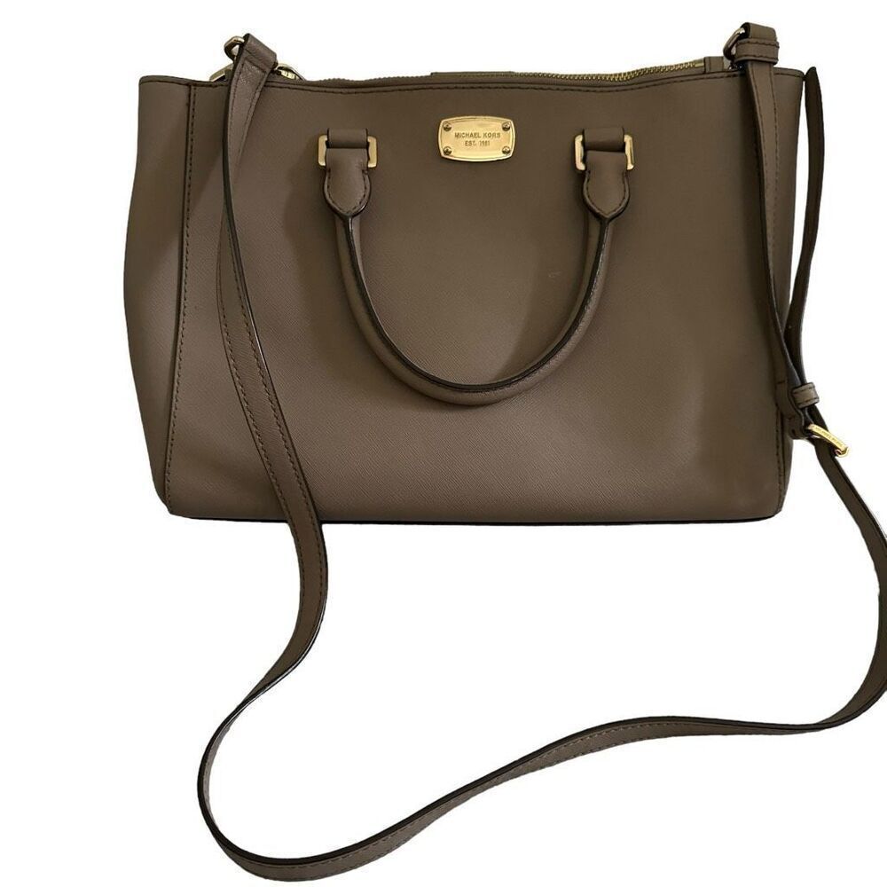 Michael Kors Kellen Satchel Handbag Crossbody Dark Taupe Purse MSRP $328